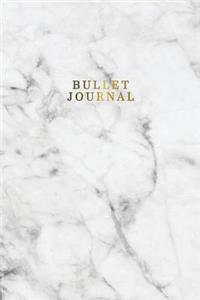 Bullet Journal: Marble + Gold Trendy Journal - 120-Page 1/2 Inch Dot Grid Notebook- 6 X 9 Marble & Gold Perfect Bound Softcover