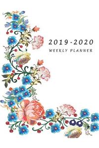 2019-2020 Weekly Planner: Large Two Year Planner with Flower Coloring Pages