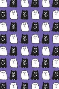 Journal Notebook For Cat Lovers Black and White Cats in a Row 8