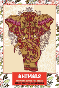 Animals Coloring Books for Teens - Stress Relieving Animal Designs