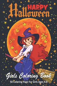 Happy Halloween Girls Coloring Book