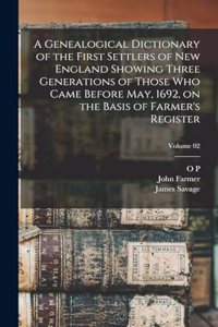A Genealogical Dictionary of the First Settlers of New England Showing Three Generations of Those who Came Before May, 1692, on the Basis of Farmer's Register; Volume 02