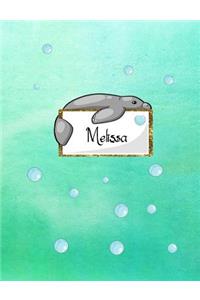 Melissa: Kawaii Manatee (Teddy Bear of the Sea) personalized notebook. Lined paper with Manatee companions