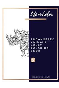 ENDANGERED ANIMALS ADULT COLORING BOOK (Book 6)