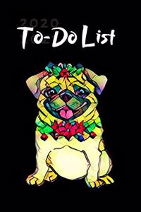 Stained Glass Christmas Pug Dog Cute Christmas Blank Gift To-Do List Book for Women or Man