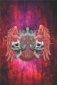 Gothic Notizbuch Schädel und Kreuzt auf magischem Hintergrund