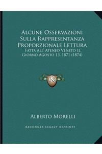 Alcune Osservazioni Sulla Rappresentanza Proporzionale Lettura