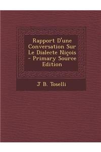 Rapport D'Une Conversation Sur Le Dialecte Nicois