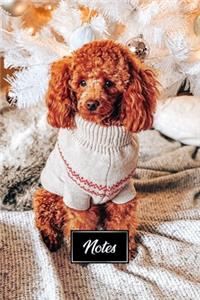Poodle Dog Pup Puppy Doggie Notebook Bullet Journal Diary Composition Book Notepad - Christmas Sweater
