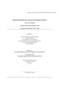 Research Institute for Advanced Computer Science: Annual Report October 1998 Through September 1999