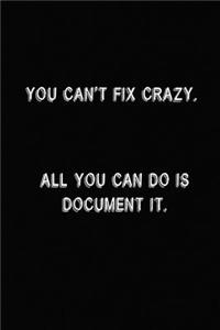 You Can't Fix Crazy. All You Can Do Is Document It