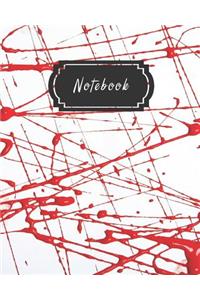Red Splatter Paint Art Wide Ruled Notebook