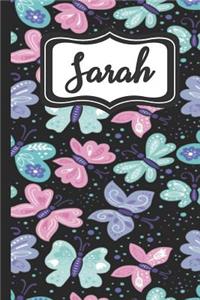 Sarah: Personalized Named Journal Notebook Pretty Butterfly Cover for Women and Girls Lined Pages