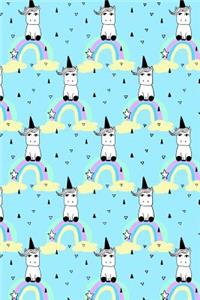 Bullet Journal Notebook Little Unicorns on Rainbows Pattern 1