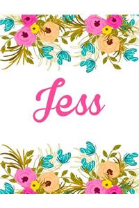 Jess: Personalised Name Notebook/Journal Gift For Women & Girls 100 Pages (White Floral Design)