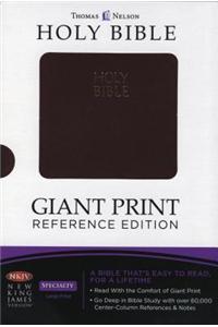 NKJV, Reference Bible, Giant Print, Imitation Leather, Burgundy, Red Letter Edition