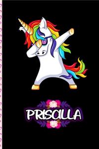 Priscilla - Dabbing Unicorn personalized named Notebook