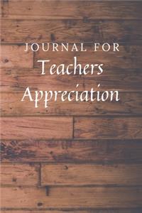 Journal For Teachers Appreciation