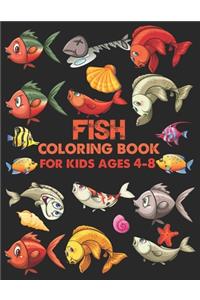 Fish coloring book for kids ages 4-8