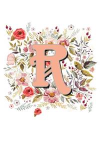 R Monogram Letter Floral Wreath Notebook