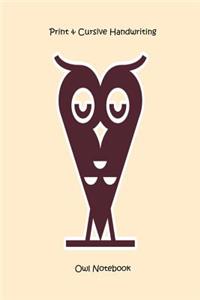 Print & Cursive Handwriting Owl Notebook