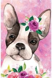 Bullet Journal for Dog Lovers Boston Terrier in Flowers