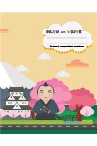 DRAW and WRITE primary composition notebook, 8 x 10 inch 200 page, cute samurai in Japan