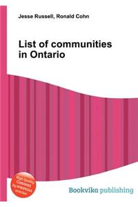 List of Communities in Ontario