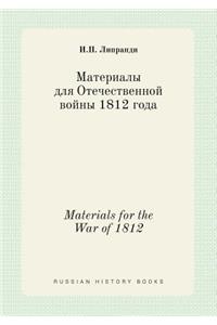 Materials for the War of 1812