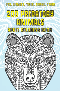 200 Predatory Animals - Adult Coloring Book - Fox, Lioness, Tiger, Snake, other