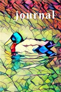 Green and Blue Mallard Duck on Pond Bird Lovers Pretty Blank Lined Journal for Daily Thoughts Notebook Diary for Women or Man