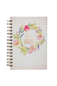 Christian Art Gifts Journal W/Scripture Be Still Watercolor Psalm 46:10 Bible Verse Floral 192 Ruled Pages, Large Hardcover Notebook, Wire Bound