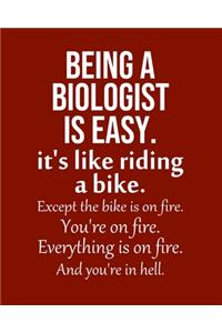 Being a Biologist is Easy. It's like riding a bike. Except the bike is on fire. You're on fire. Everything is on fire. And you're in hell.