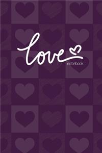 Love Notebook, Blank Write-in Journal, Dotted Lines, Wide Ruled, Medium (A5) 6 x 9 In (Purple)