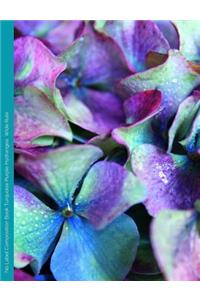 No Label Composition Book Turquoise Purple Hydrangea Wide Rule