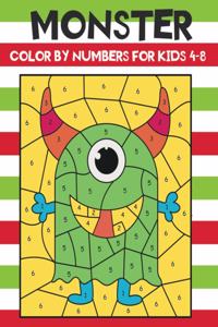 monster color by numbers for kids 4-8: An amazing monster themed kids coloring book with easy & cute monsters designs