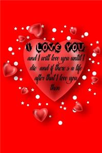 I love you and I will love you until I die, and if there's a life after that I love you then./Notebook /Journal Gift for valentine's day.