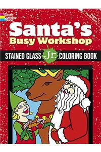 Santa's Busy Workshop Stained Glass Jr. Coloring Book