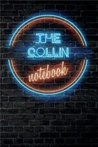 The COLLIN Notebook: Vintage Blank Ruled Personalized & Custom Neon Sign Name Dotted Notebook Journal for Boys & Men. Wall Background. Funny Desk Accessories. Retro Back