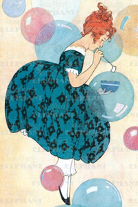 Girl Blowing Bubbles - Birthday Greeting Card