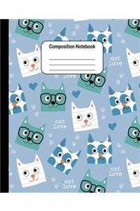Composition Notebook - Cute Cats Pattern