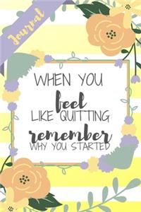 When You Feel Like Quitting Remember Why You Started
