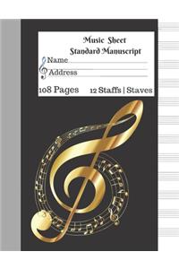 Music Sheet Standard Manuscript 108 Pages 12 Staffs Staves