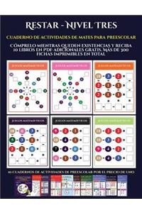 Cuaderno de actividades de mates para preescolar (Restar - Nivel Tres)