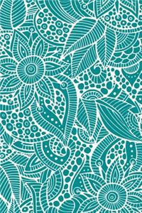 Deco Floral Notebook: Teal: Notebook 6 X 9: Notebook 250 Pages