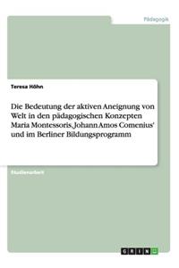 Bedeutung der aktiven Aneignung von Welt in den pädagogischen Konzepten Maria Montessoris, Johann Amos Comenius' und im Berliner Bildungsprogramm