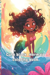 Cute black mermaid coloring book for kids