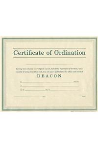 Certificate of Ordination for Deacon - Beige Parchment and Green Print (Package of 6)