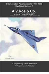 British Aviation Advertisements (1909-1980) Catalogue Number 7. A.V.Roe & Co Volume Three 1950-1963