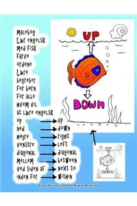 malebog Lær engelsk med fisk farve ordene Lære begreber for børn for alle hvem vil at lære engelsk op ned højre venstre diagonal mellem ved siden af inden for